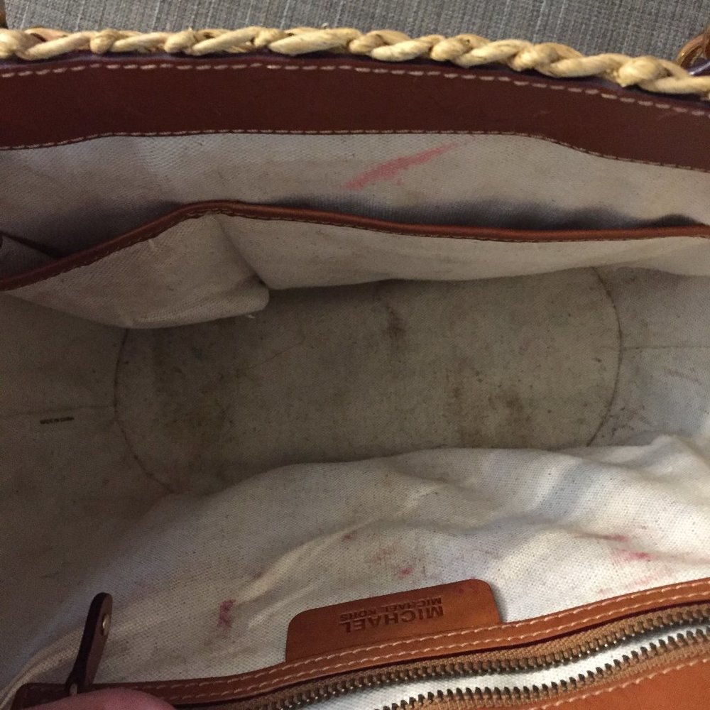 MICHAEL KORS Brown leather straw tote - Picture 8 of 13